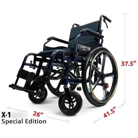 ComfyGo X-1 Lightweight Manual Wheelchair Special Edition Dimensions