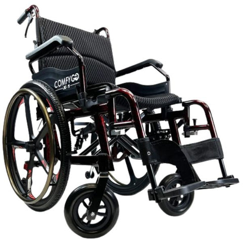 ComfyGo X-1 Lightweight Manual Wheelchair Special Edition Red Color