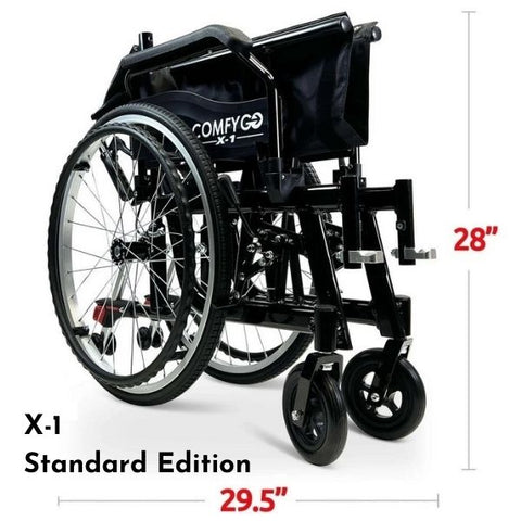 ComfyGo X-1 Lightweight Manual Wheelchair Standard Edition Folded Dimensions