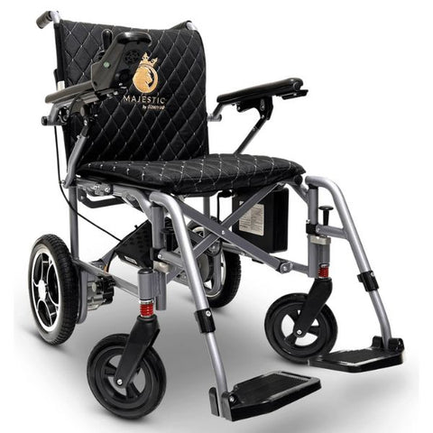 ComfyGo X-7 Ultra Lightweight Electric Wheelchair Silver Frame Black Cushion