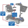 Image of ComfyGo Z-4 Portable Mobility Scooter Dimensions