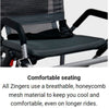 Image of Journey Zinger Portable Folding Power Wheelchair Seat Zoomed in with description 