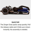 Image of Journey Zinger Portable Folding Power Wheelchair Folded up with description 