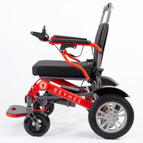 Reyhee Roamer (XW-LY001) Folding Electric Wheelchair Red Color Side View