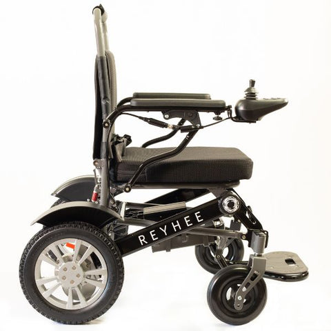 Reyhee Roamer (XW-LY001) Folding Electric Wheelchair Black Color Side View