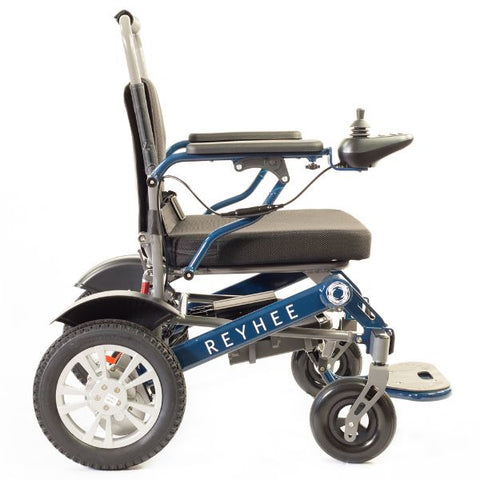Reyhee Roamer (XW-LY001) Folding Electric Wheelchair Blue Color Side View