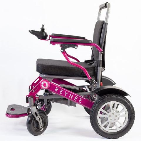 Reyhee Roamer (XW-LY001) Folding Electric Wheelchair Purple Color Side View