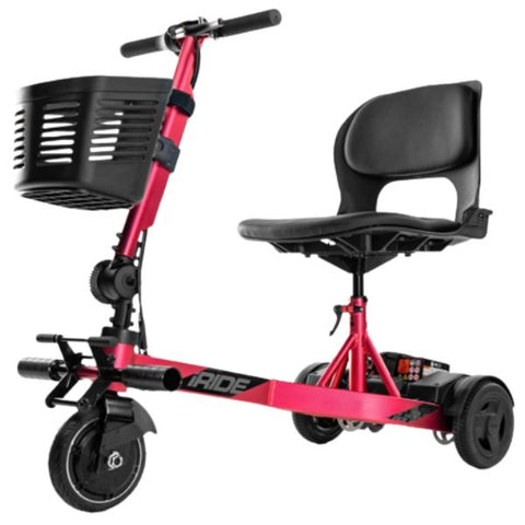 Pride Mobility iRide 2 Ultra Lightweight Scooter Raspberry Color  with Basket
