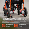 Image of SuperHandy GoRide Folding Electric Wheelchair Tires Sizes and Motor View