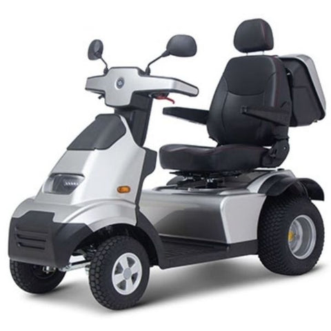 AFIKIM Afiscooter S 4-Wheel Scooter Silver Side View With Golf Tires