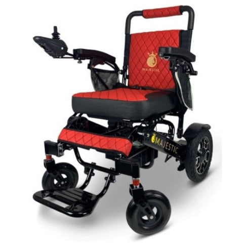 ComfyGo IQ-7000 Remote Control Folding Electric Wheelchair Black Frame with Red Color Seat