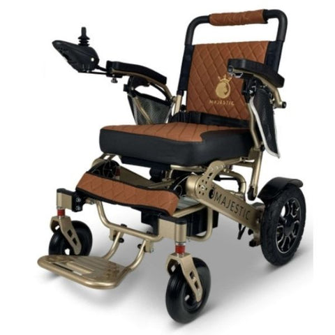ComfyGo IQ-7000 Remote Control Folding Electric Wheelchair Bronze Frame with Taba Color Seat