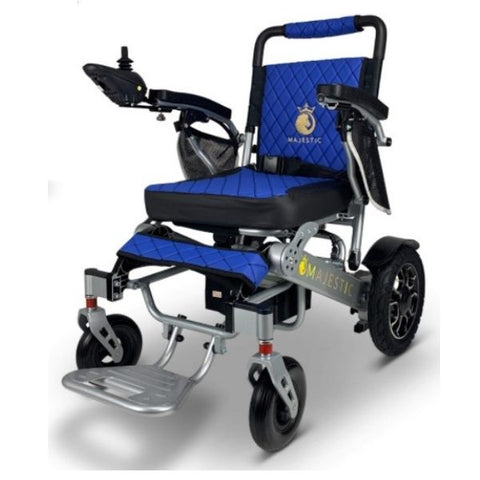 ComfyGo IQ-7000 Remote Control Folding Electric Wheelchair Silver Frame with Blue Color Seat