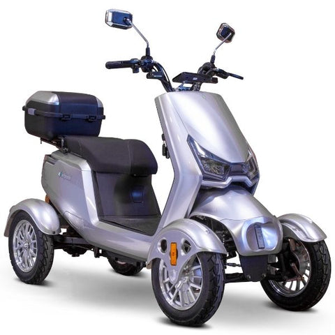 E-Wheels EW-75 Four Wheel Electric Mobility Scooter Silver Front View