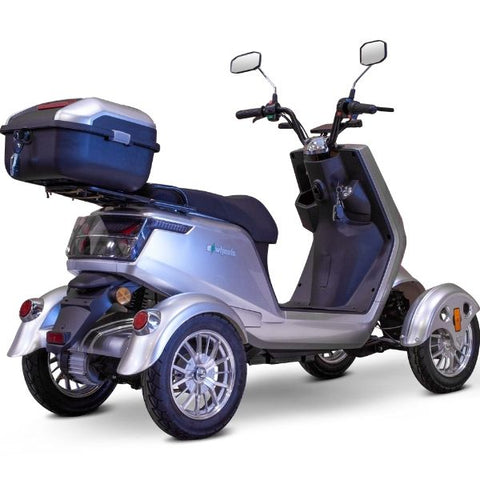 E-Wheels EW-75 Four Wheel Electric Mobility Scooter Silver Rear Right View