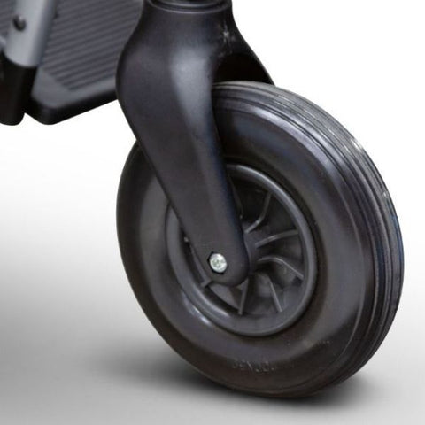 E-Wheels EW-M30 Folding Power Wheelchair Front Wheel View