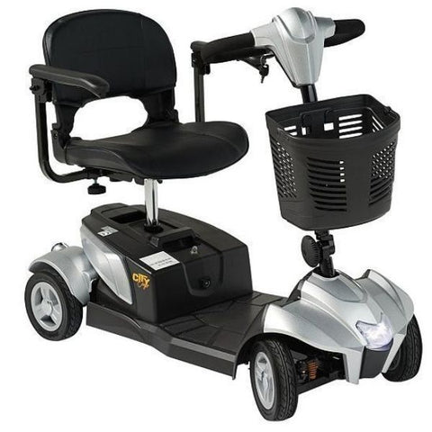 EV Rider CityCruzer 4-Wheel Mobility Scooter Silver Front View