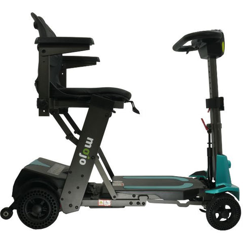 Enhance Mobility MOJO  Automatic Folding Scooter Aqua Unfolded Right Side View