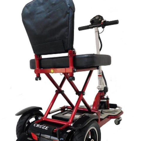 Enhance Mobility Triaxe Cruze Folding Mobility Scooter Red Back View