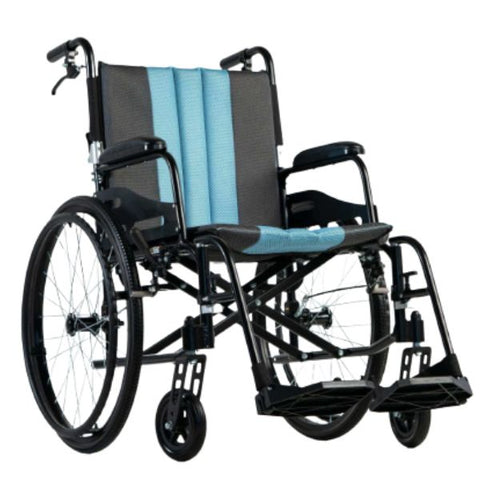 Feather Lightweight Wheelchair Blue Front-Right View