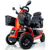 Image of FreeRider USA FR1 4 Wheel Bariatric Mobility Scooter Front Basket and Wheel View
