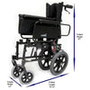 Image of Karman Healthcare KM-5000-TP Reclining Wheelchair Folded Width and Length View