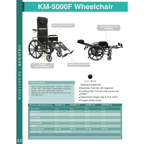 Karman KM5000F Recliner Wheelchair Catalog View