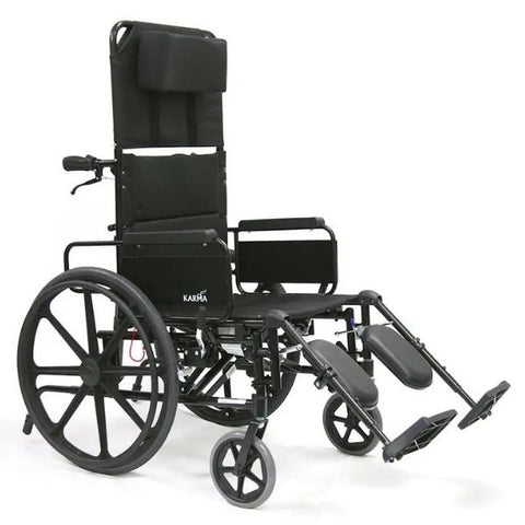 Karman KM5000F Recliner Wheelchair Side Front Wheel and Footrest View