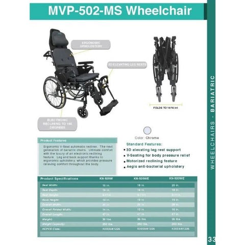 Karman MVP-502-MS Reclining Wheelchair Catalog View
