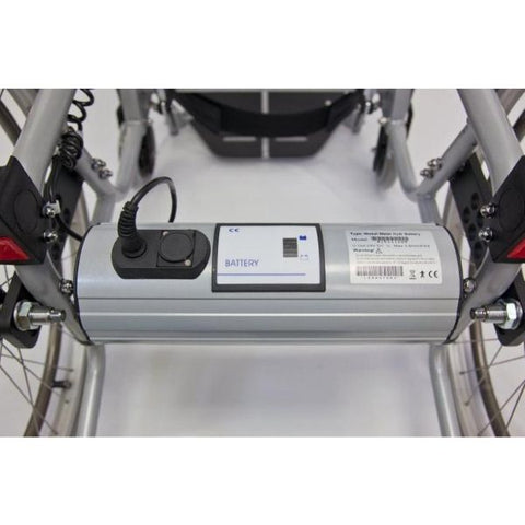 Karman XO-101 Manual Push Power Assist Stand Wheelchair Metal Battery View