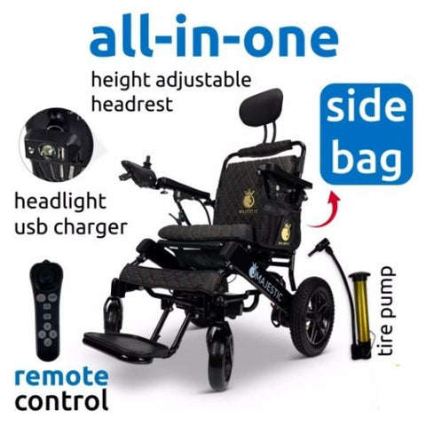 Majestic IQ-8000 Remote Controlled Electric Wheelchair with Recline  Height Adjustable Headrests
