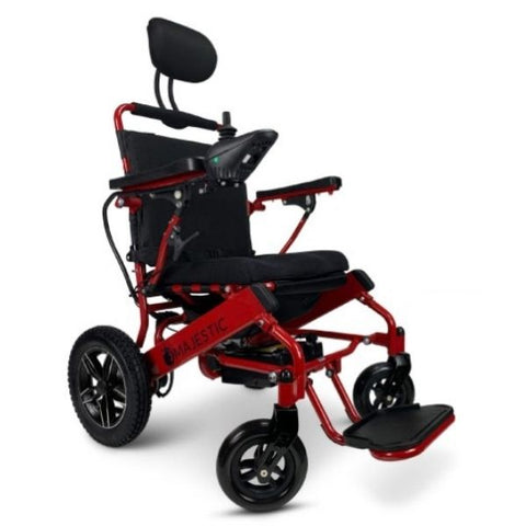 Majestic IQ-8000 Remote Controlled Electric Wheelchair with Recline Red Frame and Standard Color Seat