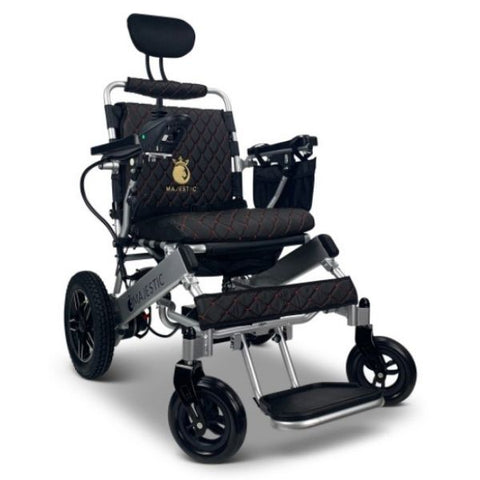 Majestic IQ-8000 Remote Controlled Electric Wheelchair with Recline Silver Frame and Black Color Seat