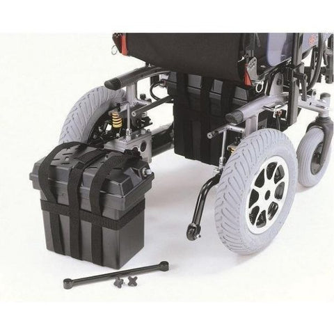 Merits Health P183 Travel-Ease Folding Electric Wheelchair 700 lbs Folding battery tray View