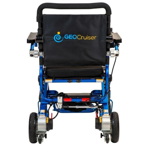 Pathway Mobility Geo-Cruiser LX Folding Power Wheelchair Blue Back View