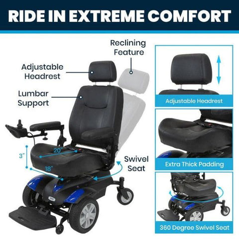 Vive Health Electric Wheelchair Model V Ride in Extereme Comfort View
