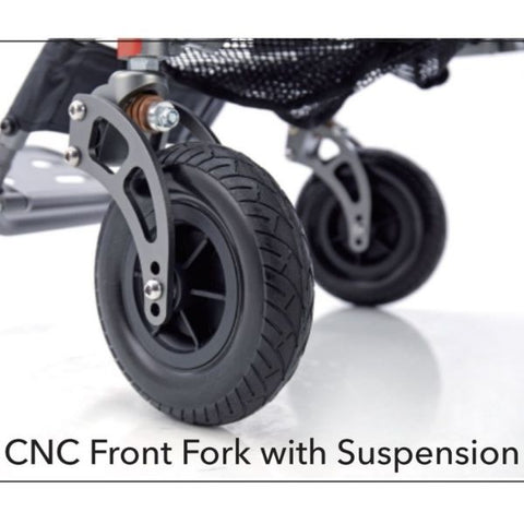 iLiving ILG-255 Folding Power Wheelchair Front Fork With Suspension View