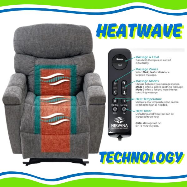 Golden Technologies Rhea with Twilight & Nirvana Power Lift Chair with Heatwave Technology