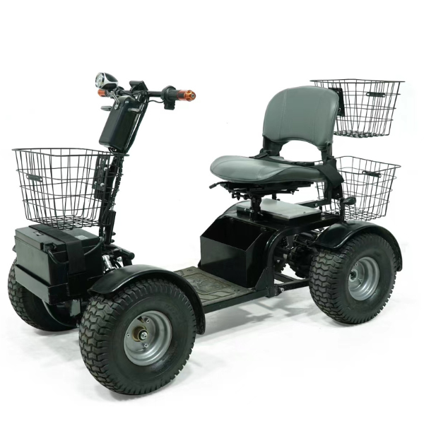 A sleek and modern electric wheelchair with a comfortable seat and sturdy wheels, perfect for mobility and independence.