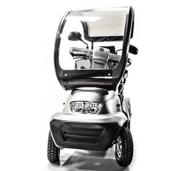 AFIKIM Afiscooter S4 With Hard Top Canopy Silver Color Front View