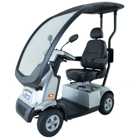 AFIKIM Afiscooter C4 4-Wheel Scooter With Hard Top Canopy Silver Color