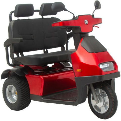 AFIKIM Afiscooter S3 Dual Seat 3-Wheel Scooter Red Color with Golf Tires