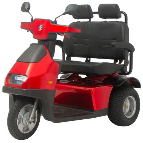 AFIKIM Afiscooter S3 Dual Seat 3-Wheel Scooter Red Color with Golf Tires