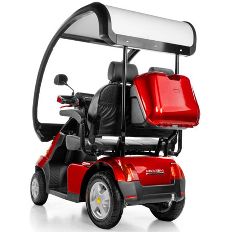 AFIKIM Afiscooter S4 With Hard Top Canopy Dual Seat Back View Red Color