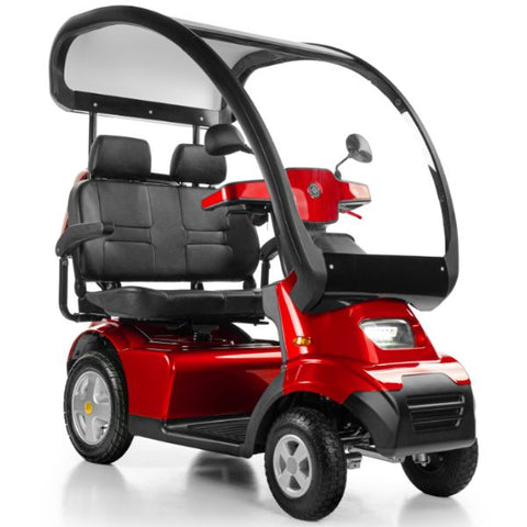 AFIKIM Afiscooter S4 4-Wheel Dual Seat Scooter Red Color With Canopy and Standard Tires