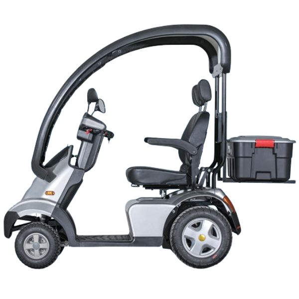AFIKIM Afiscooter S4 With Hard Top Canopy Silver Color Dual Seat Side View