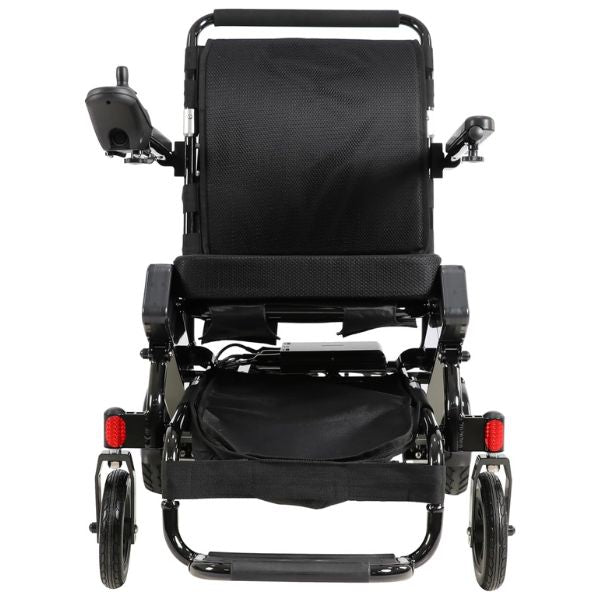 Air Hawk Folding Lightweight Electric Wheelchair By Discover My Mobility Black Frame Front  View