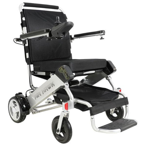 Air Hawk Folding Lightweight Electric Wheelchair By Discover My Mobility Silver Frame