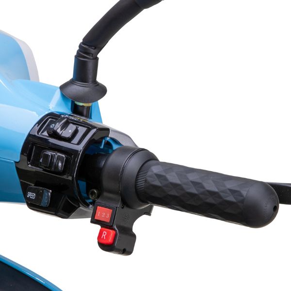 Bespoke Elite Heavy-Duty 3-Wheel Mobility Scooter Showing the Right Grip Throttle with the Speed  Buttons