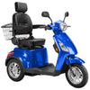 Image of Bespoke Legacy Full Size 3-Wheel Mobility Scooter in Color Blue with Black Seat and Chrome Wheel Rims